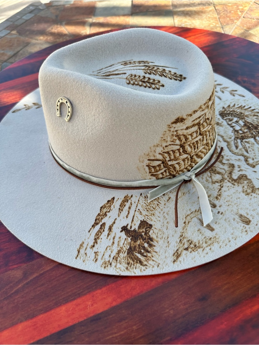 Freehand burned western design Grand Canyon hat - Picture 6 of 7